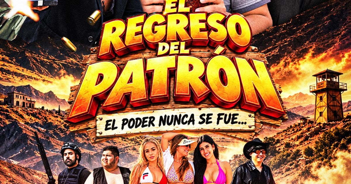 Título de El Regreso del Patrón sobre un paisaje desértico en llamas